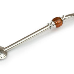 Bombilla inox cu decor din porțelan